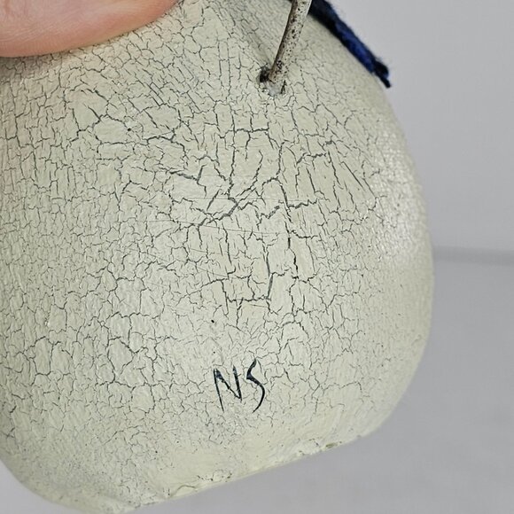 Vintage Natalie Silitch Folk Art Snowman Figurine Black Hat Plaid Scarf - Picture 5 of 8